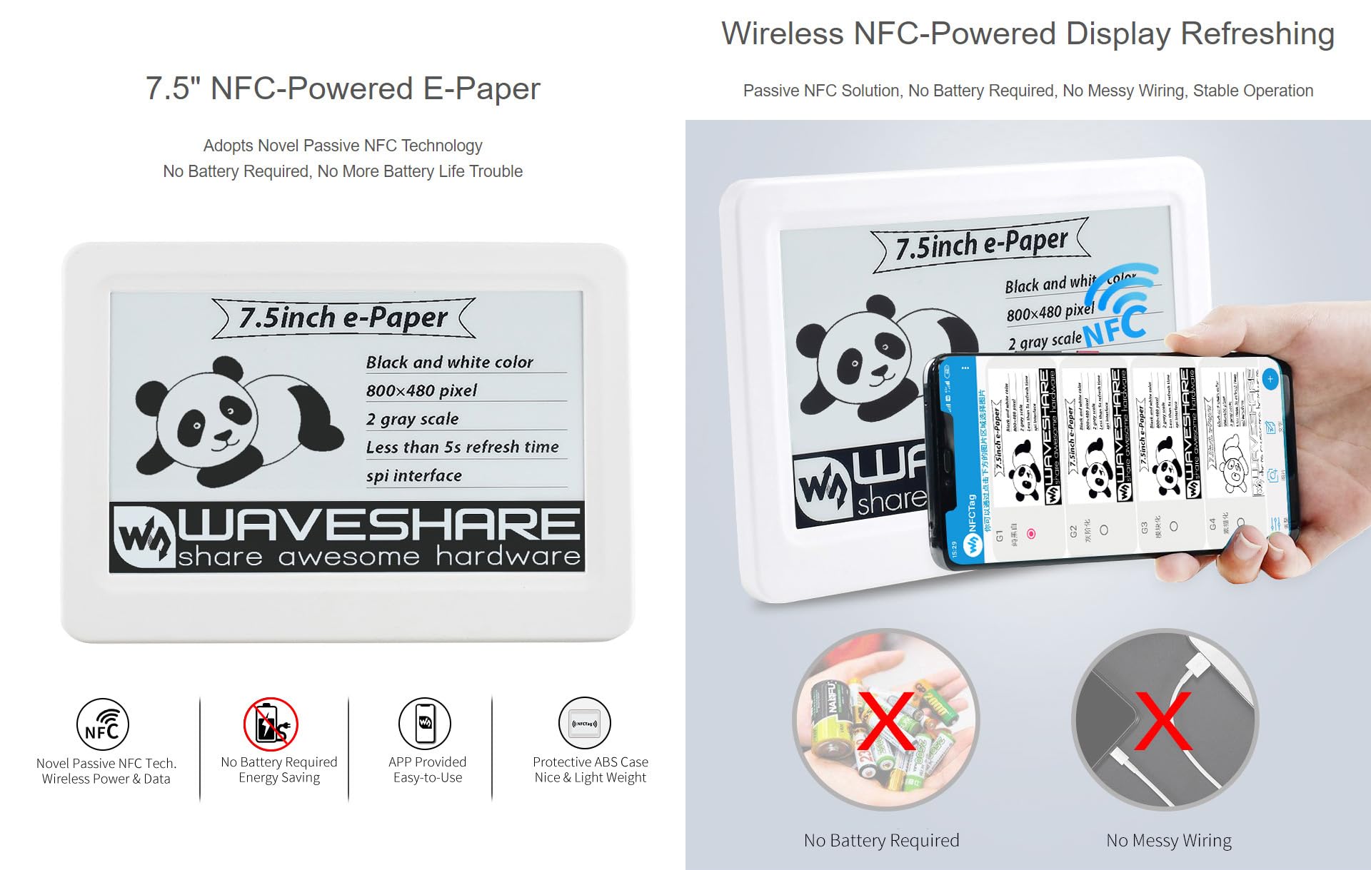 waveshare-7-5-zoll-e-paper-nfc-powered-kit-800-480-kabellos-batterielos image 5