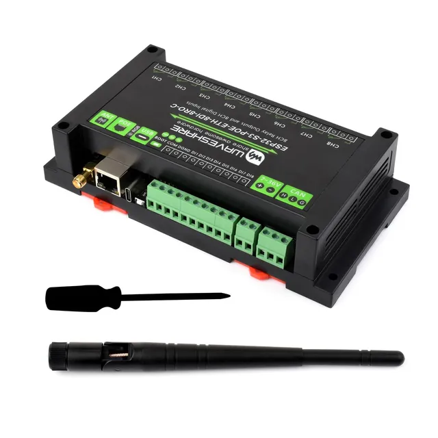 waveshare-esp32-s3-poe-eth-8di-8ro-c-8-kanal-relaismodul-mit-poe-und-can image 1