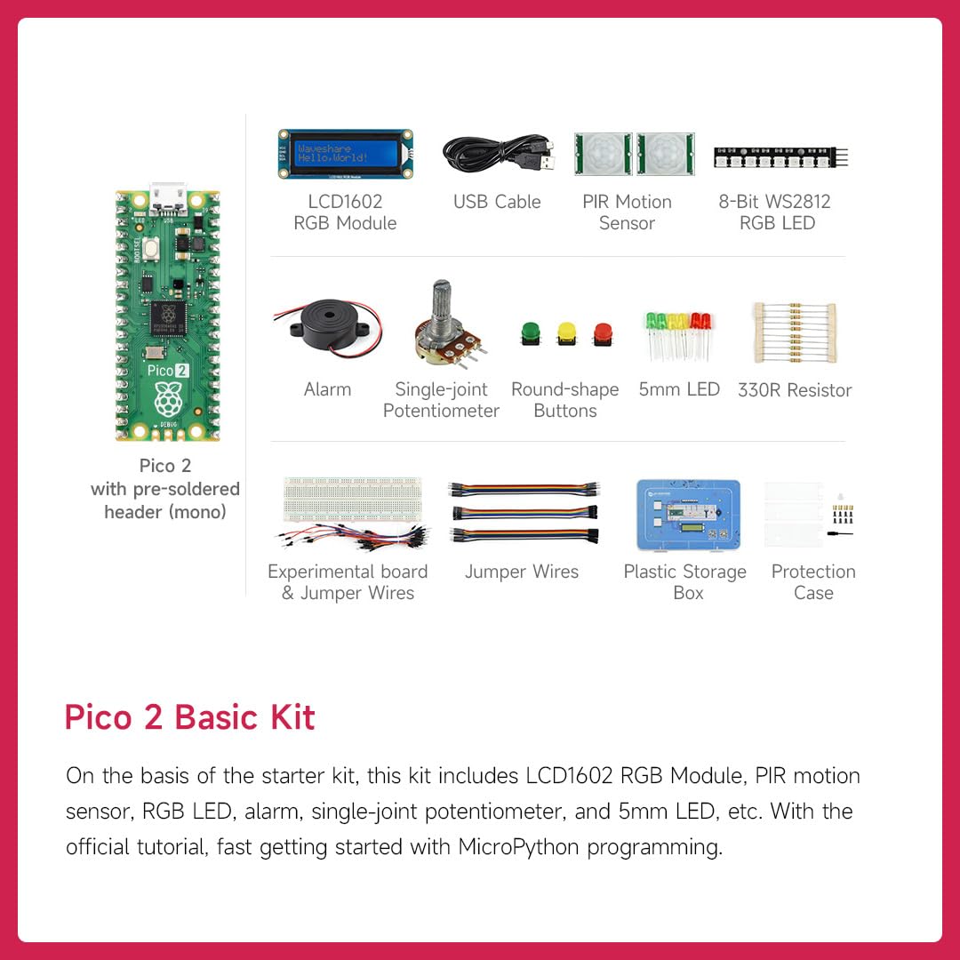 waveshare-pi-pico-2-basic-kit-mit-rp2350-pico-2-lcd1602-rgb-pir-rgb-led-micropyt image 8