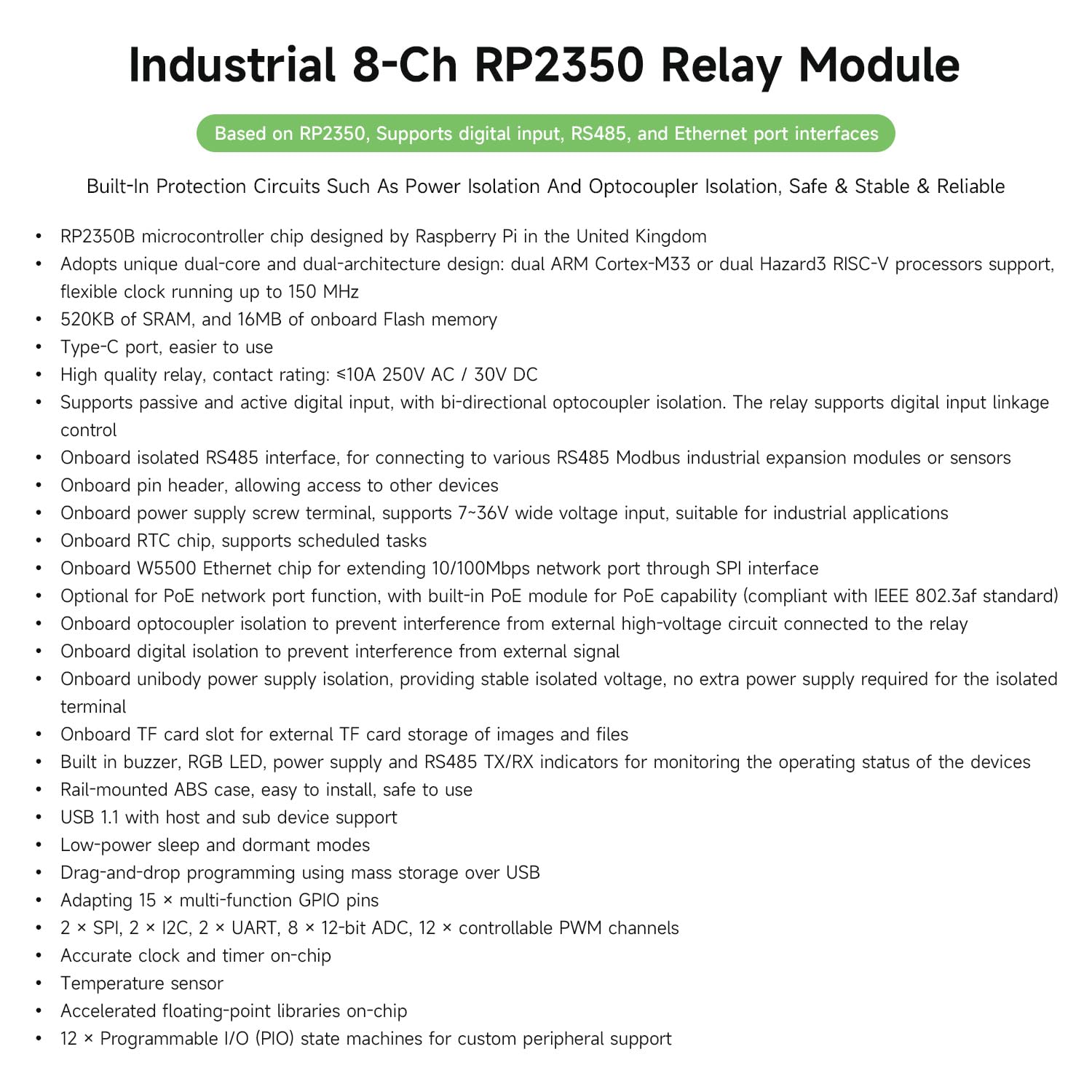 waveshare-industrial-8-kanal-rp2350-relaismodul-ethernet-rs485-di-7-36v image 3