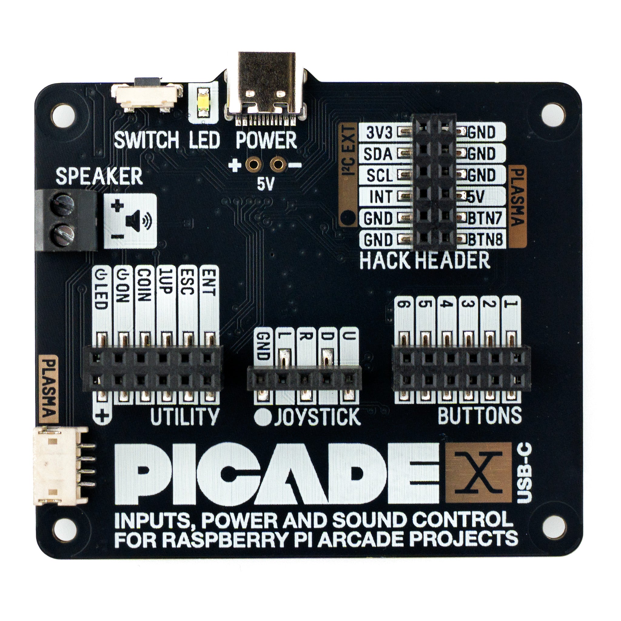 pimoroni-picade-x-hat-usb-c-arcade-controller-board-f-r-raspberry-pi image 2