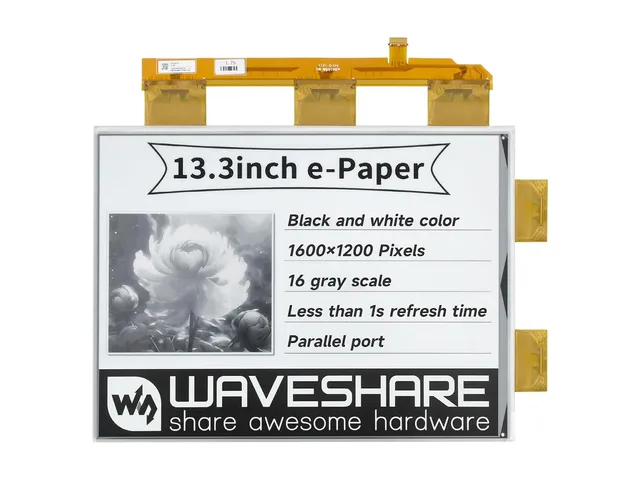 waveshare-13-3-zoll-e-paper-e-ink-raw-display-1600x1200-schwarz-wei-16-graustufe image 1