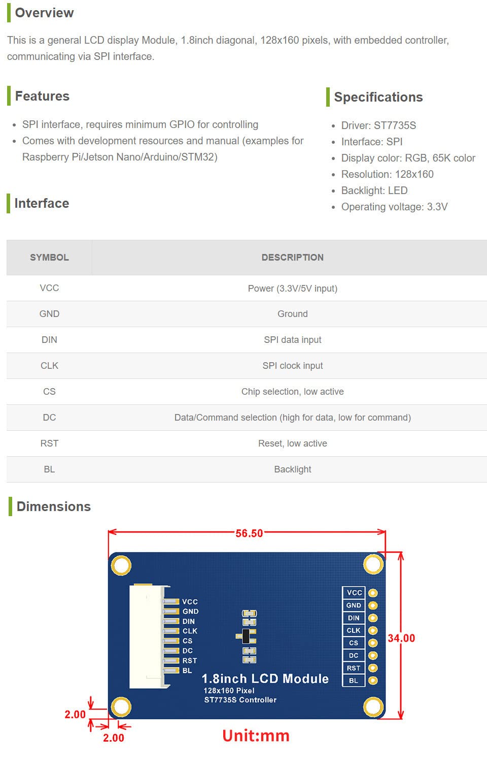 waveshare-1-8-zoll-lcd-display-modul-128x160-spi-st7735s image 4