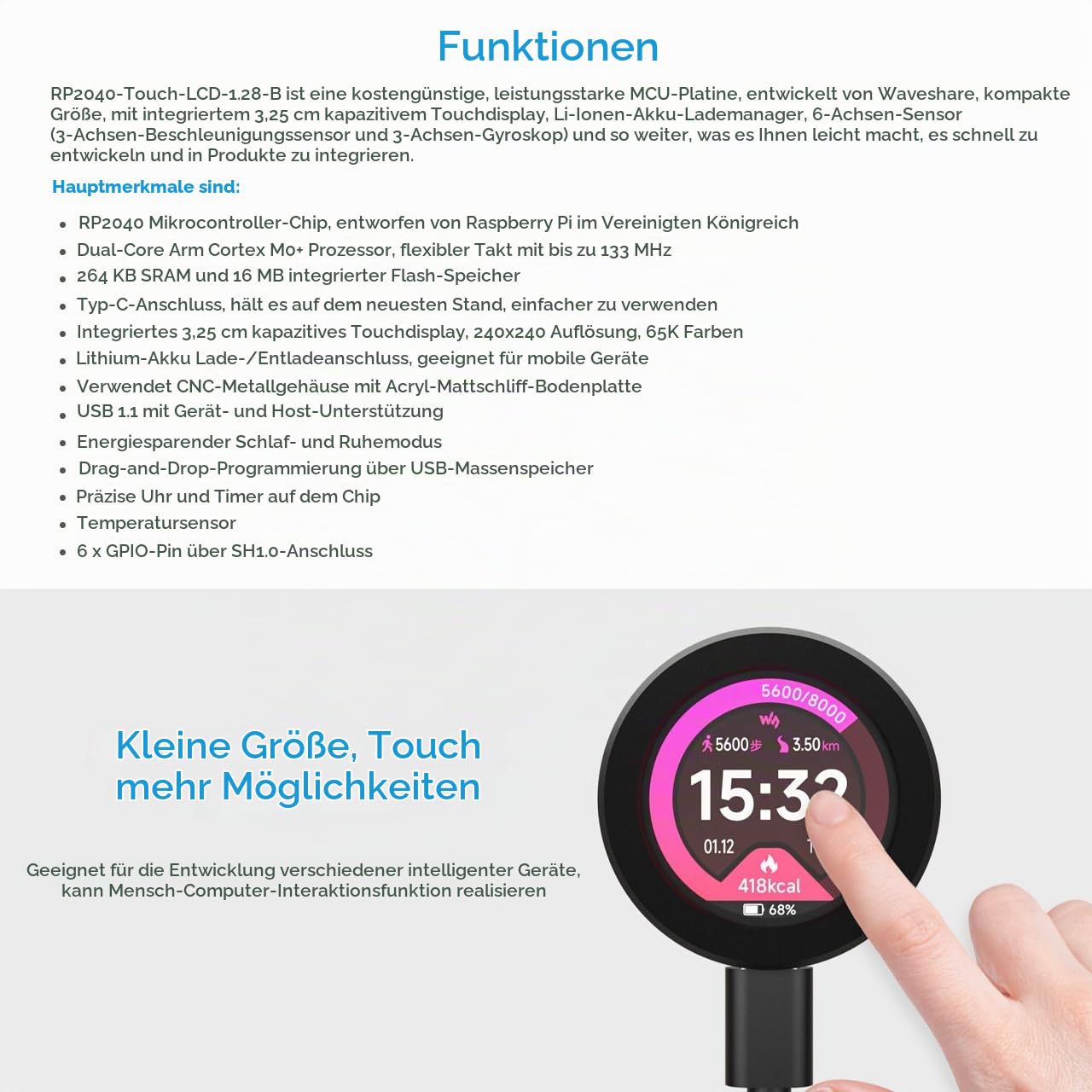 waveshare-rp2040-touch-lcd-1-28-b-entwicklungsboard-1-28-zoll-rundes-touch-lcd-m image 4