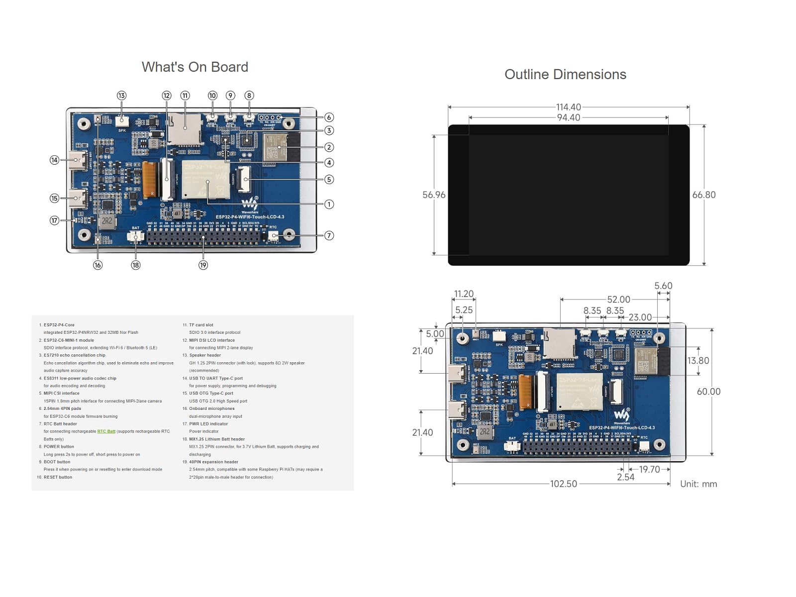 waveshare-esp32-p4-wifi6-4-3-zoll-touch-lcd-entwicklungsboard-ohne-kamera image 7