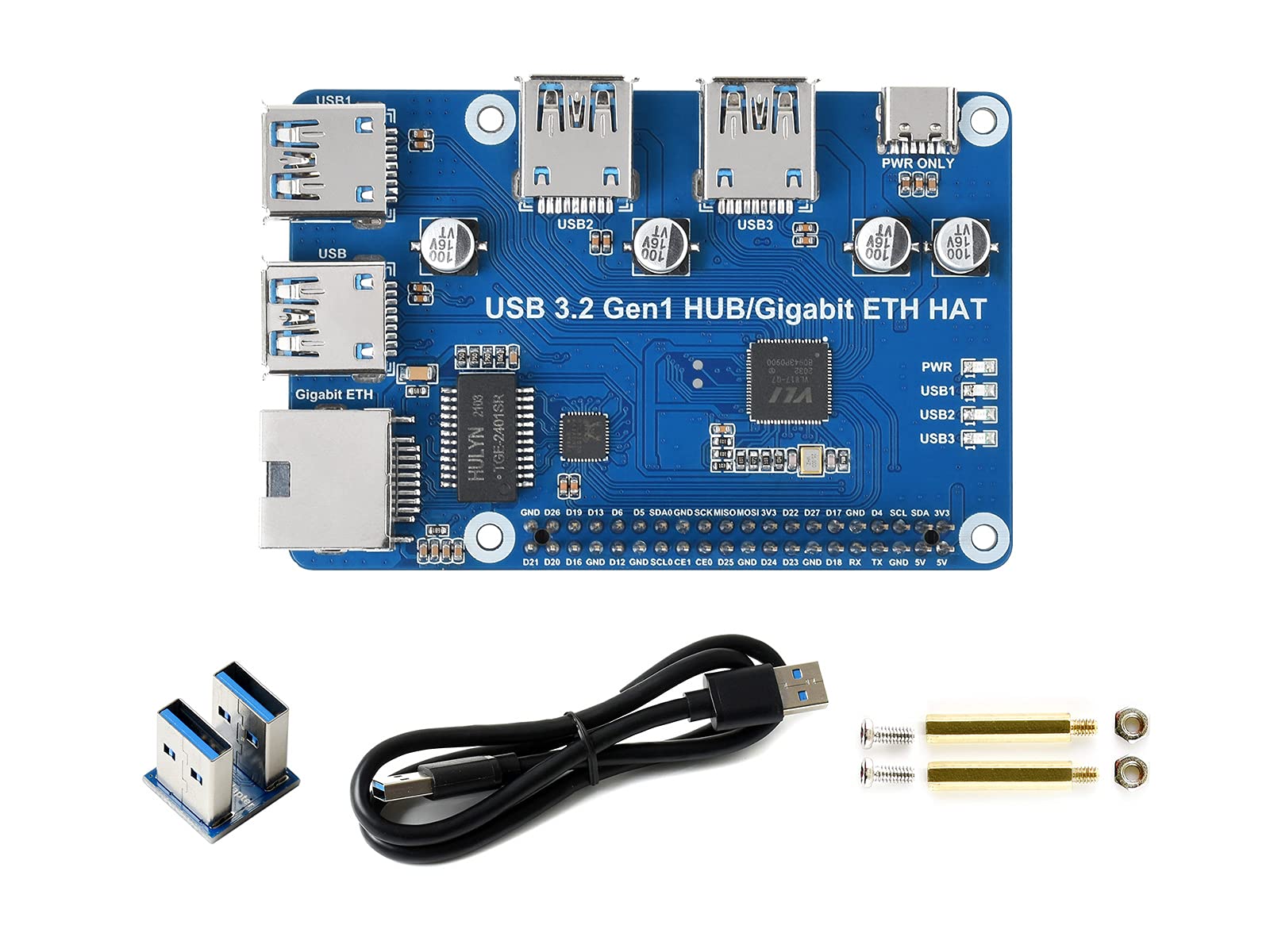 waveshare-usb-3-2-gen1-gigabit-ethernet-hub-hat-f-r-raspberry-pi image 2