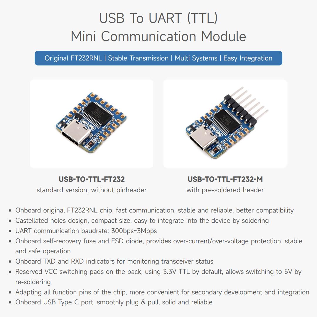 waveshare-usb-zu-uart-ttl-konverter-ft232-2-st-ck-mini-mit-type-c image 3
