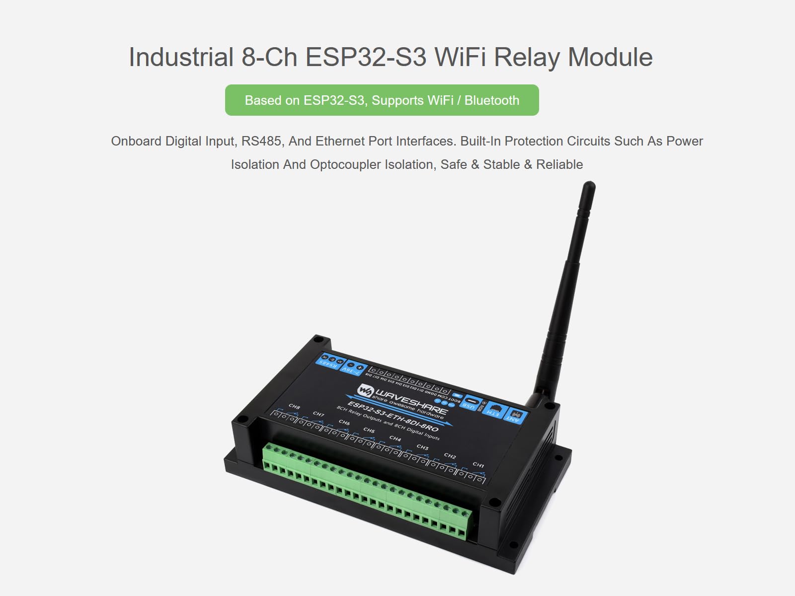 waveshare-industrielles-8-kanal-esp32-s3-wifi-relaismodul-mit-rs485-digitaleinga image 2