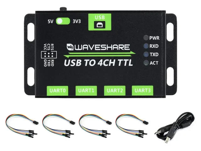 waveshare-industrial-usb-to-4ch-ttl-konverter-usb-auf-uart-mehrfachschutz image 1