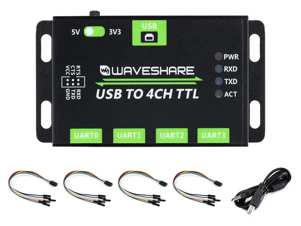 waveshare-industrial-usb-to-4ch-ttl-konverter-usb-auf-uart-mehrfachschutz image 1