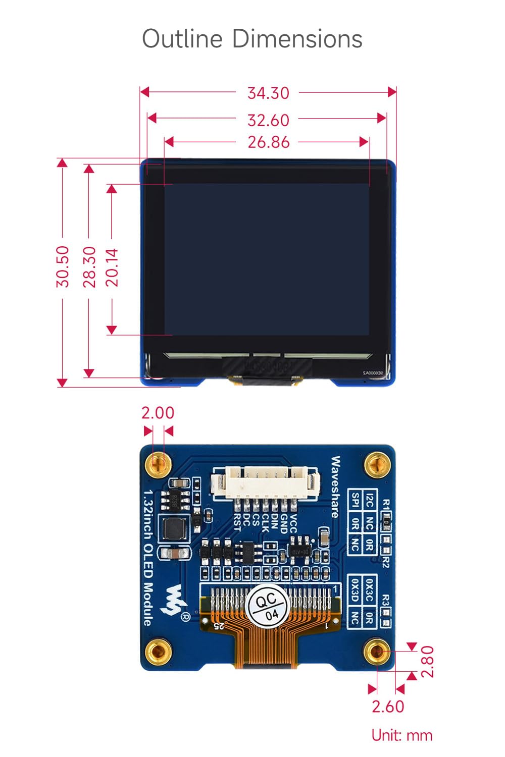 waveshare-1-32-zoll-oled-display-modul-128x96-16-graustufen-spi-i2c image 7