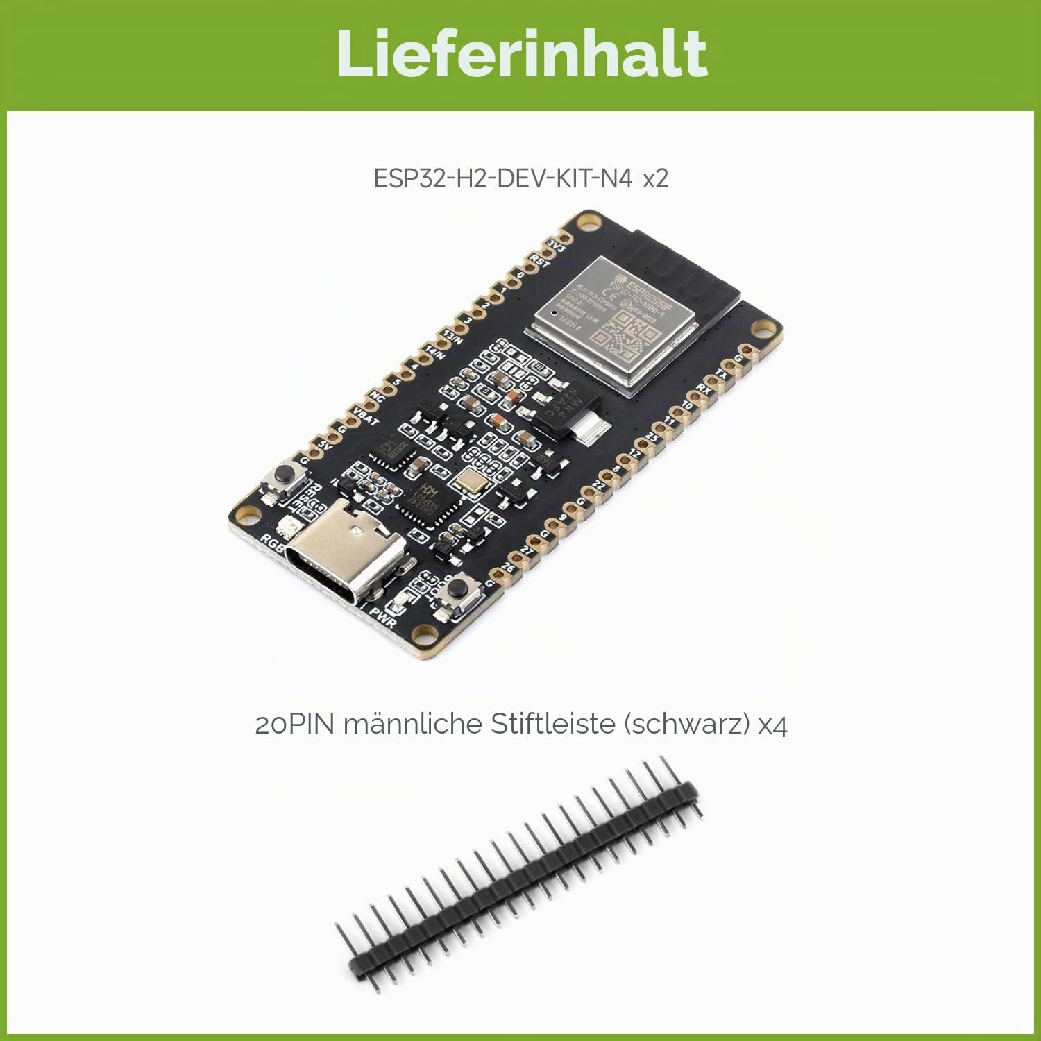 waveshare-esp32-h2-entwicklungsboard-2er-set-esp32-h2-mini-1-n4-96-mhz image 2
