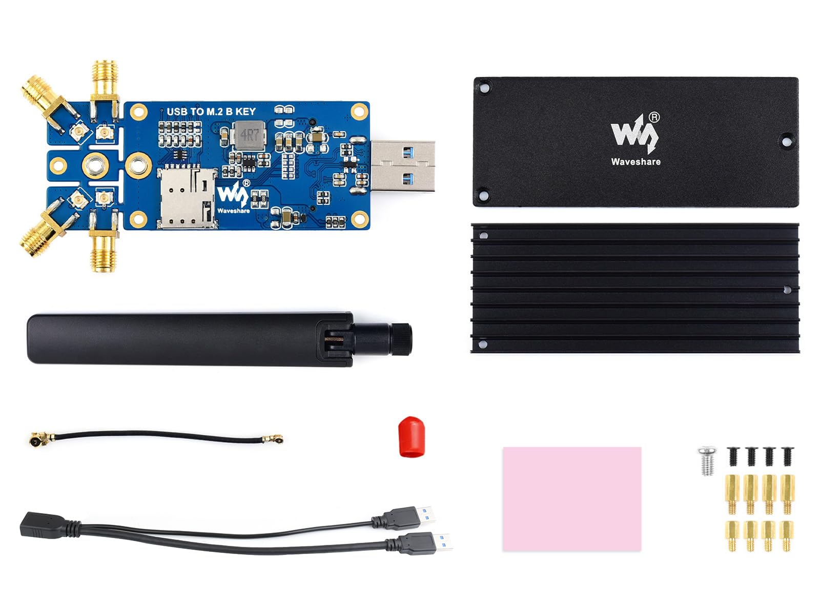 waveshare-usb-zu-m-2-b-key-modul-treiberboard-f-r-4g-5g-module-mit-quad-antennen image 2