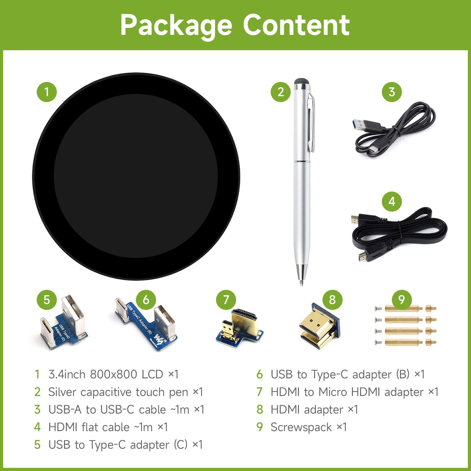 waveshare-3-4-zoll-hdmi-circular-touch-display-800x800-ips-10-punkt-f-r-raspberr image 2