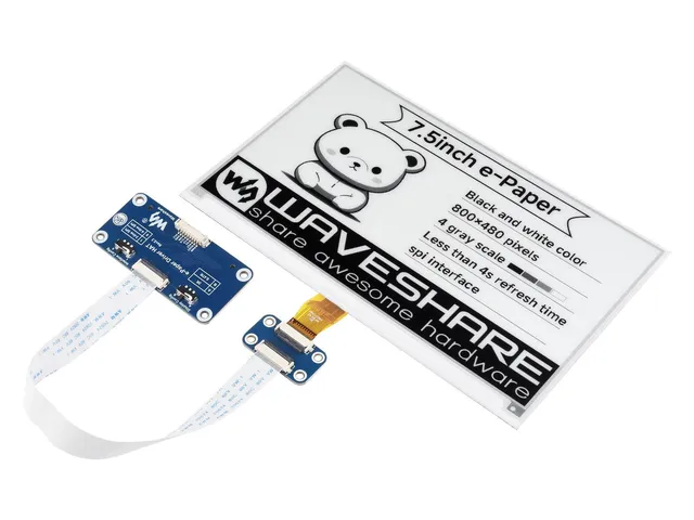 waveshare-7-5-zoll-e-paper-display-hat-v2-800x480-e-ink-f-r-raspberry-pi image 1