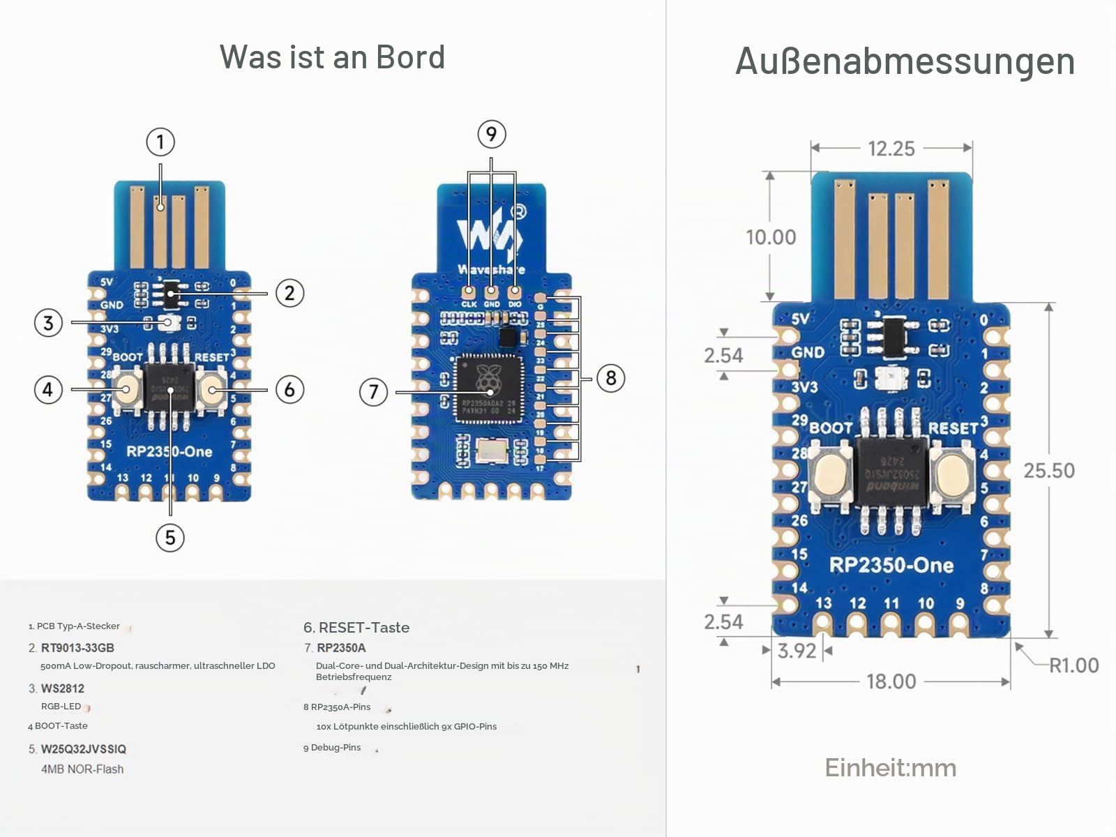 waveshare-rp2350-one-4mb-flash-mcu-board-basierend-auf-raspberry-pi-rp2350a-dual image 7