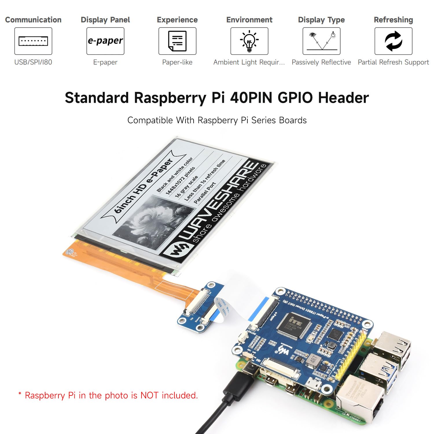 waveshare-6-zoll-e-ink-display-hat-f-r-raspberry-pi-1448-1072-16-graustufen-it89 image 4