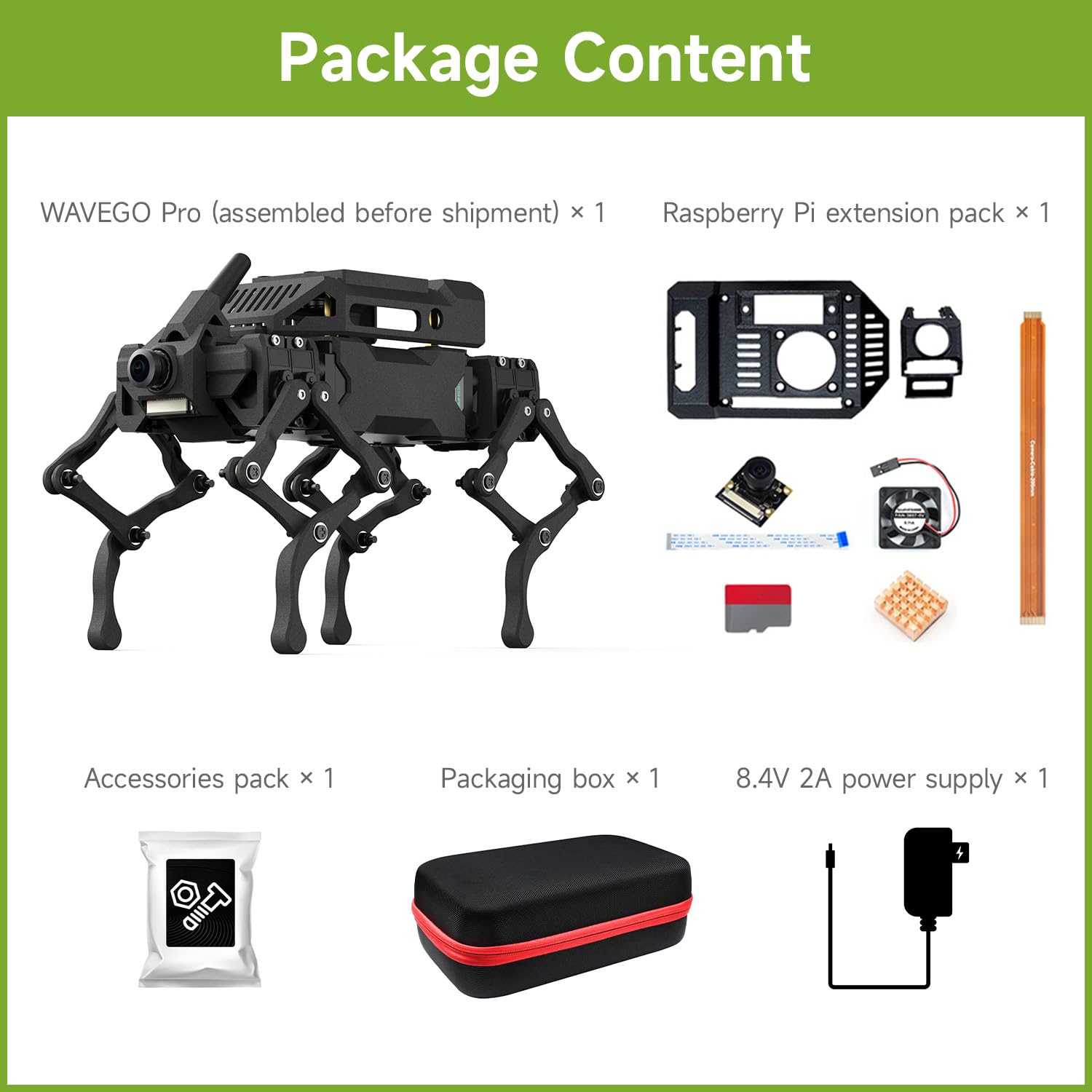 waveshare-wavego-pro-12-dof-bionischer-roboterhund-bundle-mit-raspberry-pi-exten image 2