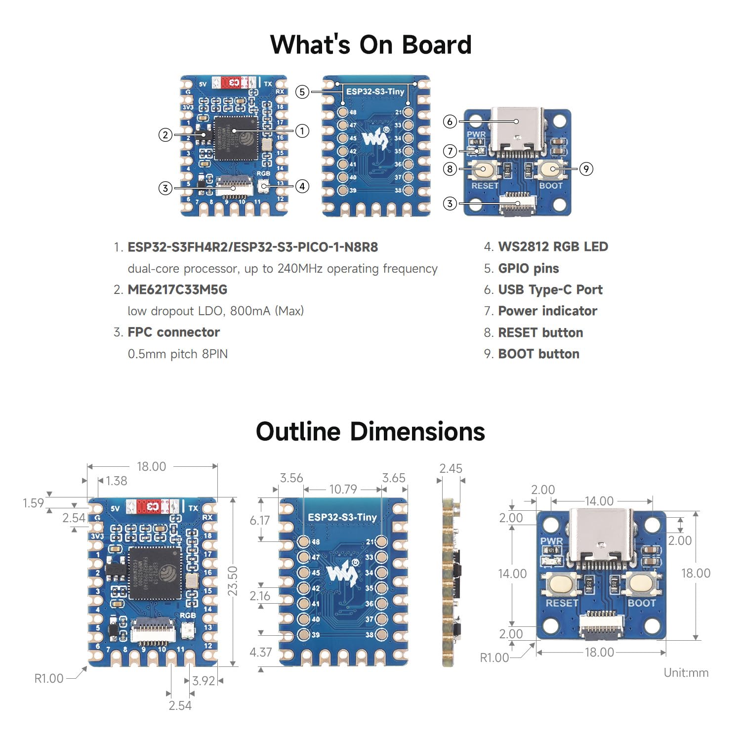 waveshare-esp32-s3-mini-development-board-8mb-flash-8mb-psram-mit-adapterboard-u image 6