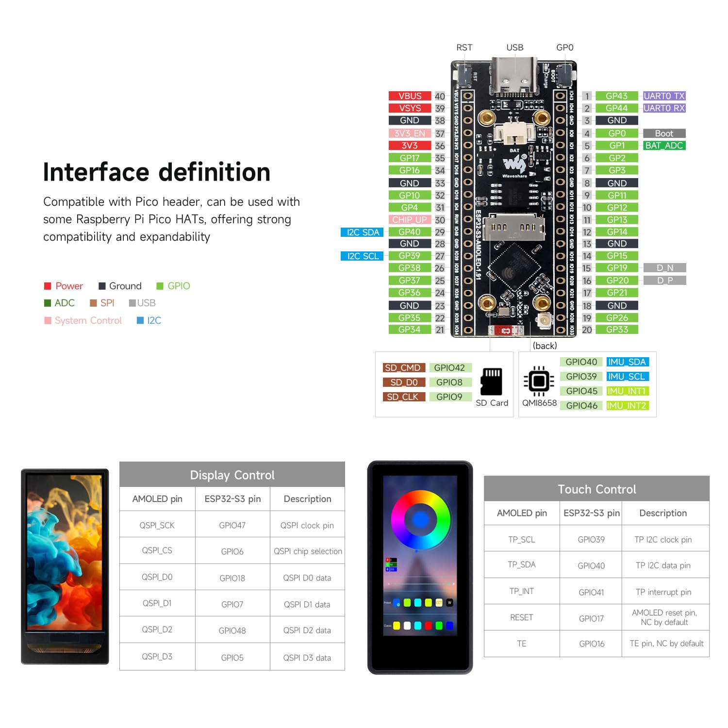waveshare-esp32-s3-1-91-zoll-amoled-display-entwicklungsboard-mit-touch-240x536 image 7