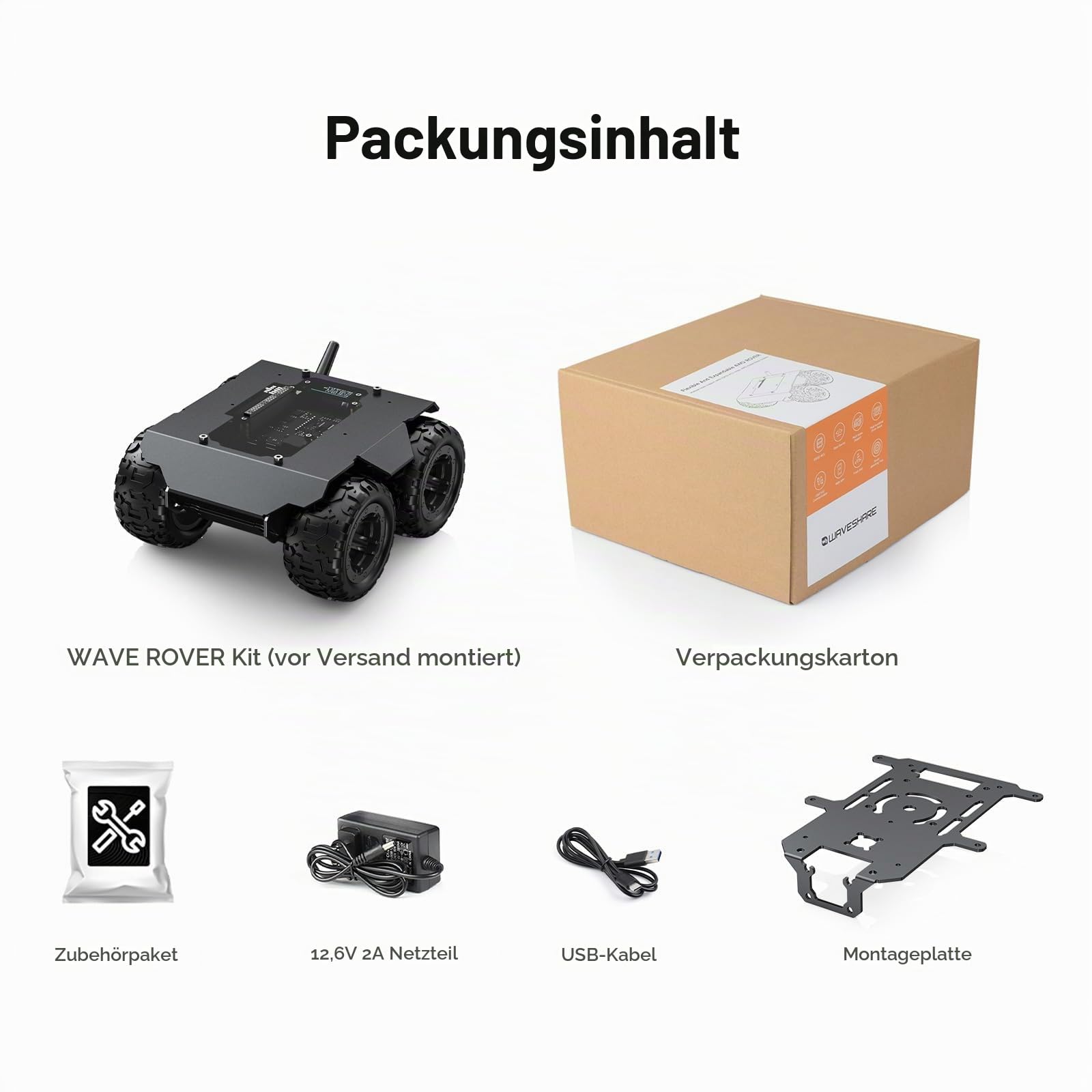 waveshare-wave-rover-4wd-roboter-chassis-full-metal-mit-esp32-ups-und-oled image 2