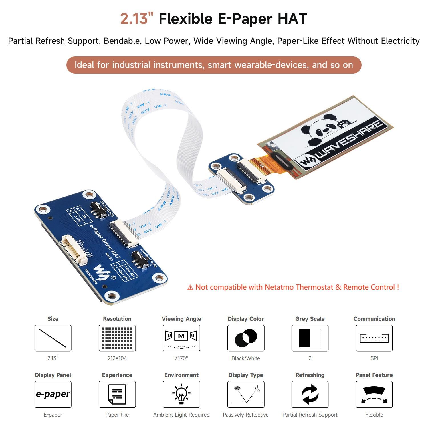 waveshare-2-13-zoll-flexibles-e-ink-display-hat-f-r-raspberry-pi-212x104 image 3