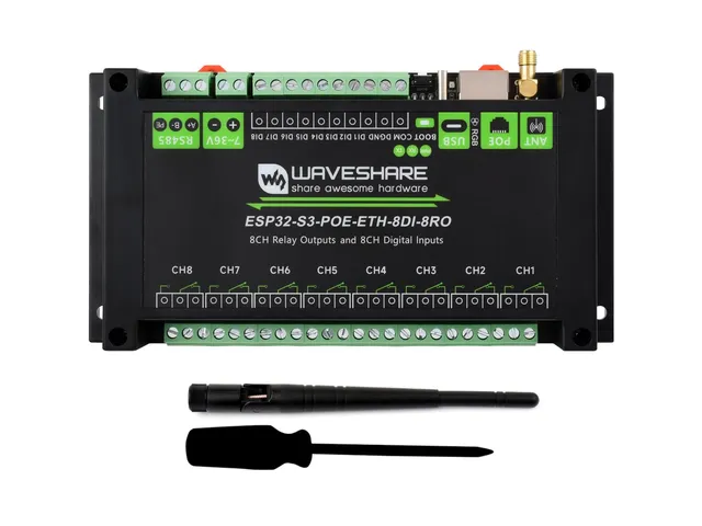 waveshare-industrielles-8-kanal-esp32-s3-wifi-relaismodul-mit-rs485-digitaleinga image 1