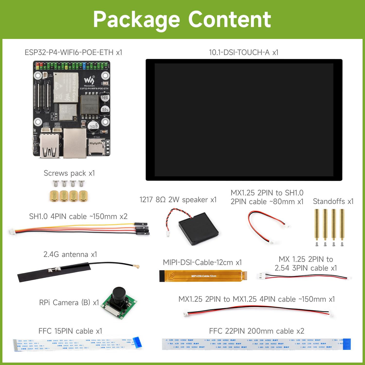 waveshare-esp32-p4-wifi6-poe-eth-d-kit-mit-rpi-kamera-b-und-10-1-zoll-dsi-displa image 2