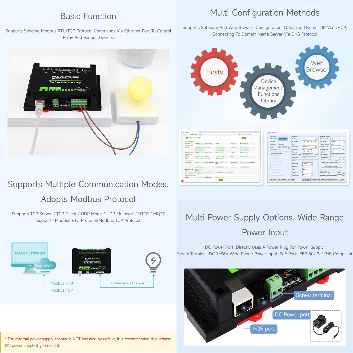 waveshare-8-kanal-ethernet-relais-modul-modbus-poe-hutschiene-10a image 4