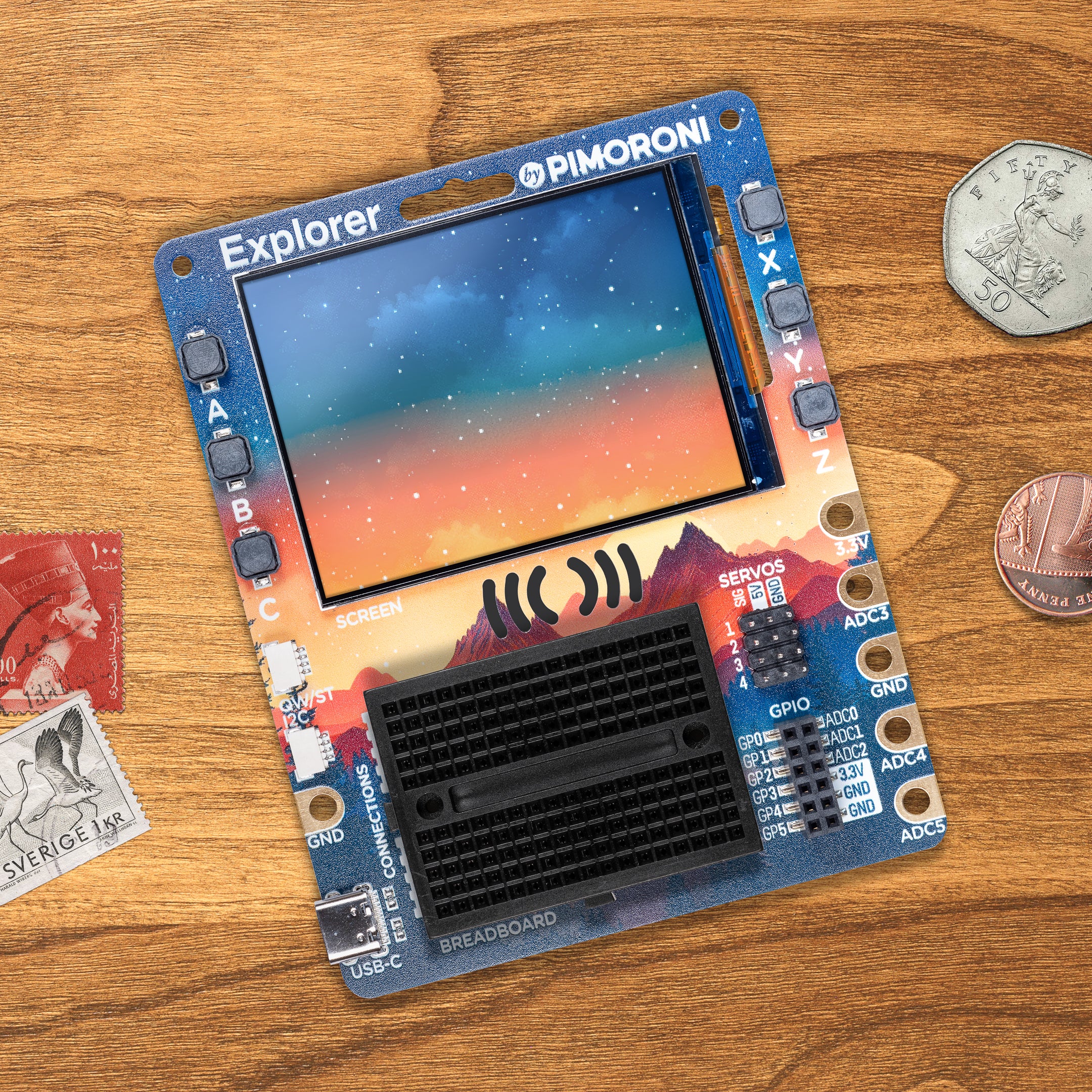 pimoroni-explorer-mit-rp2350-entwicklungsboard-mit-2-8-lcd-lautsprecher-und-brea image 1