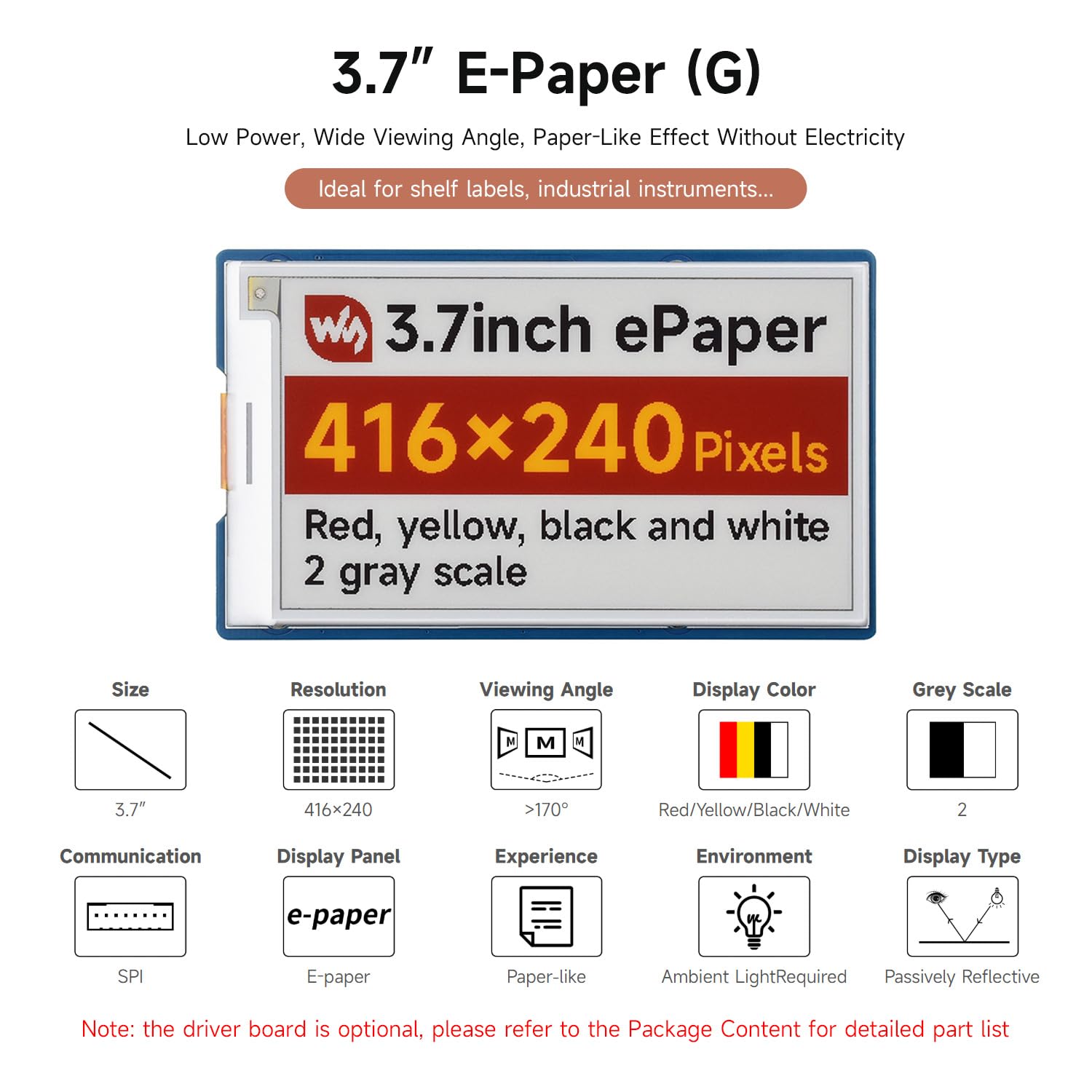 waveshare-3-7-zoll-e-paper-display-416x240-mit-treiberboard-rot-gelb-schwarz-wei image 3