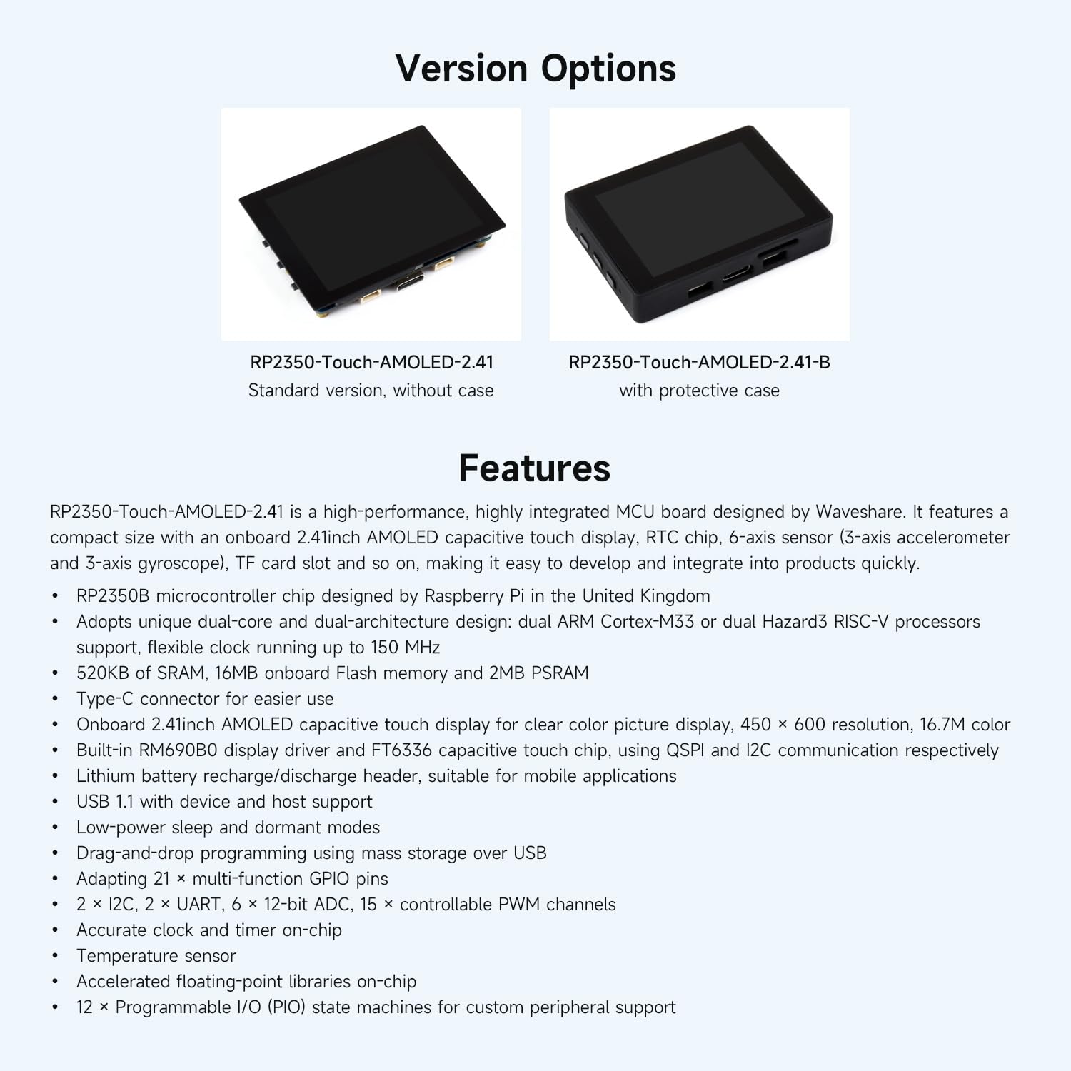 waveshare-rp2350-2-41-zoll-amoled-touch-entwicklungsboard-450x600-mit-geh-use image 4