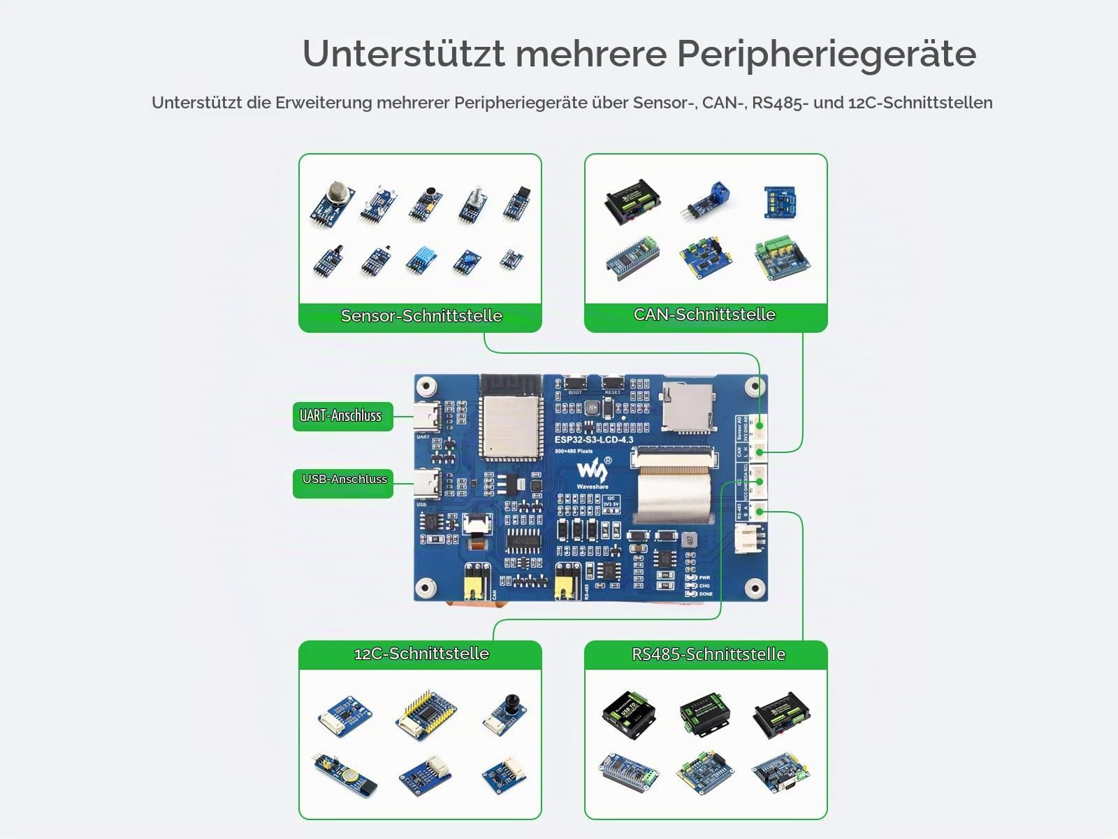 waveshare-esp32-s3-touch-lcd-4-3-mikrocontroller-entwicklungsboard-4-3-zoll-touc image 3
