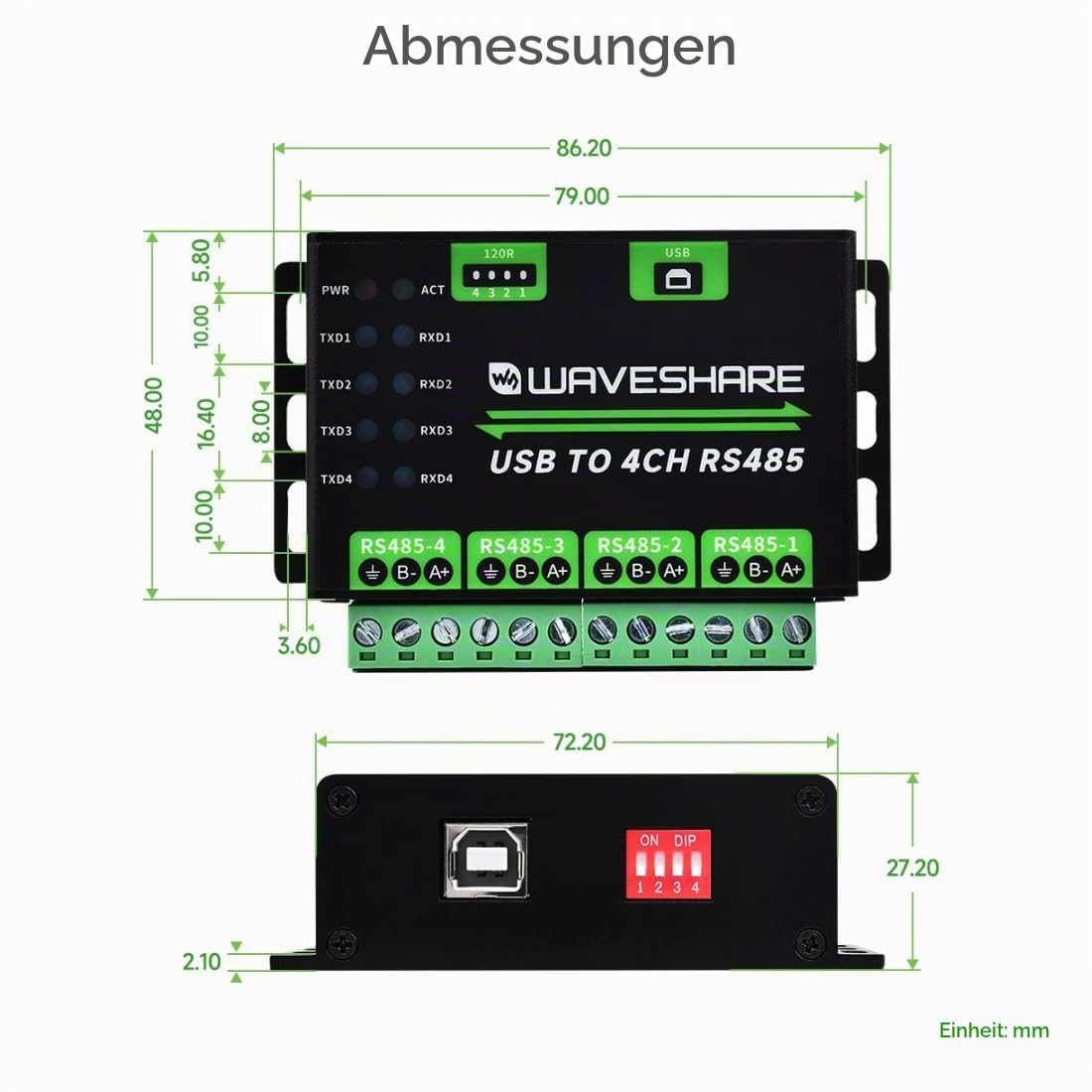 waveshare-industrial-usb-zu-4-kanal-rs485-konverter-mehrfachschutz-aluminiumgeh- image 8