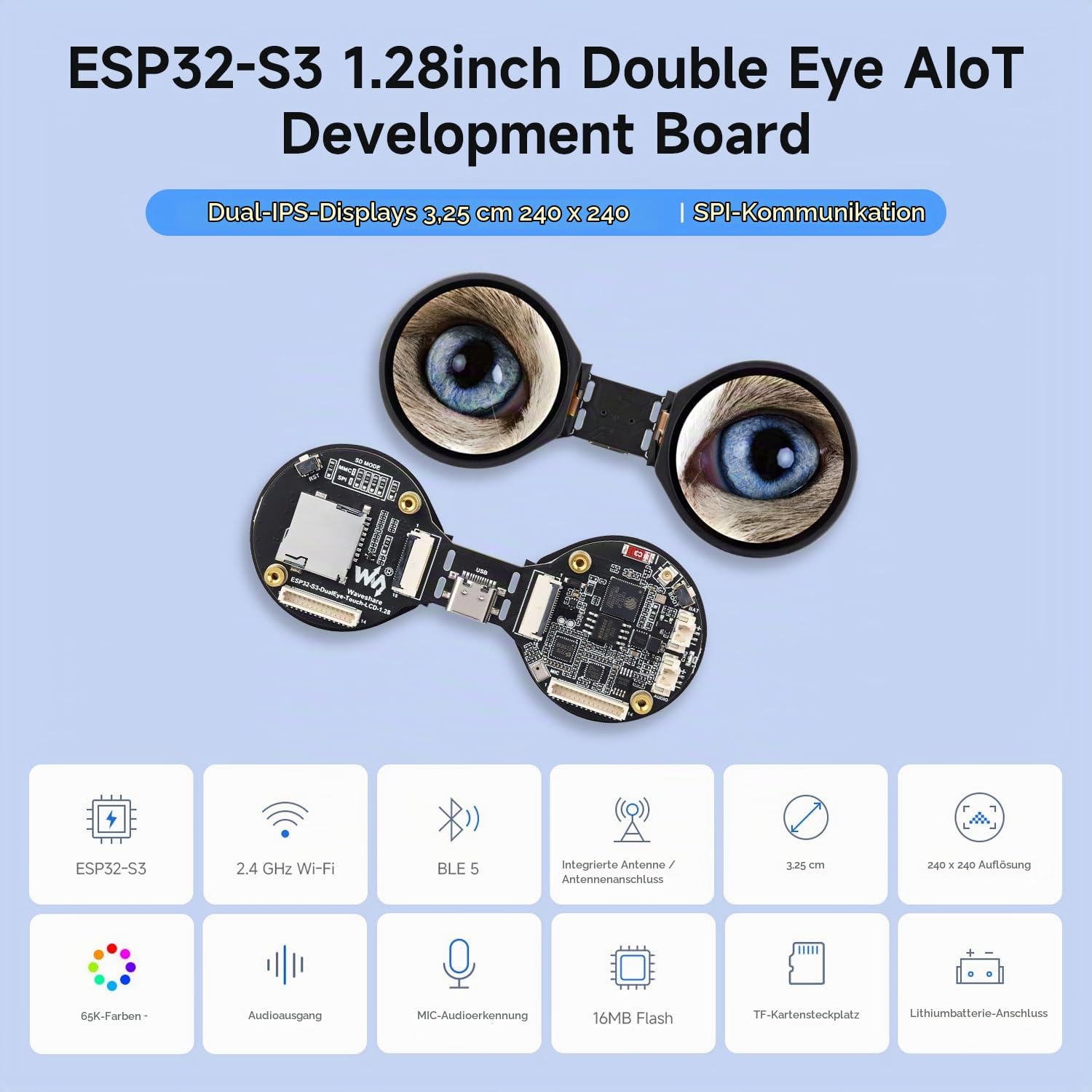 waveshare-esp32-s3-1-28-zoll-double-eye-round-lcd-board-dual-ips-240x240-mit-aud image 3