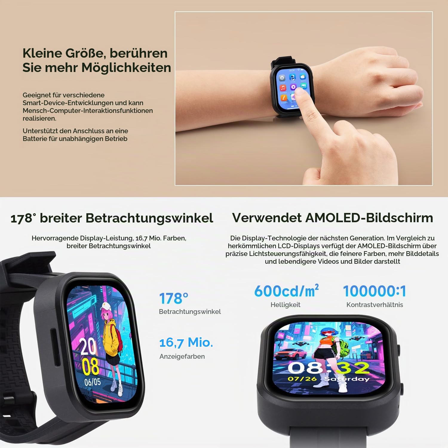 waveshare-esp32-s3-2-06-zoll-amoled-touch-watch-display-entwicklungsboard-410-50 image 5