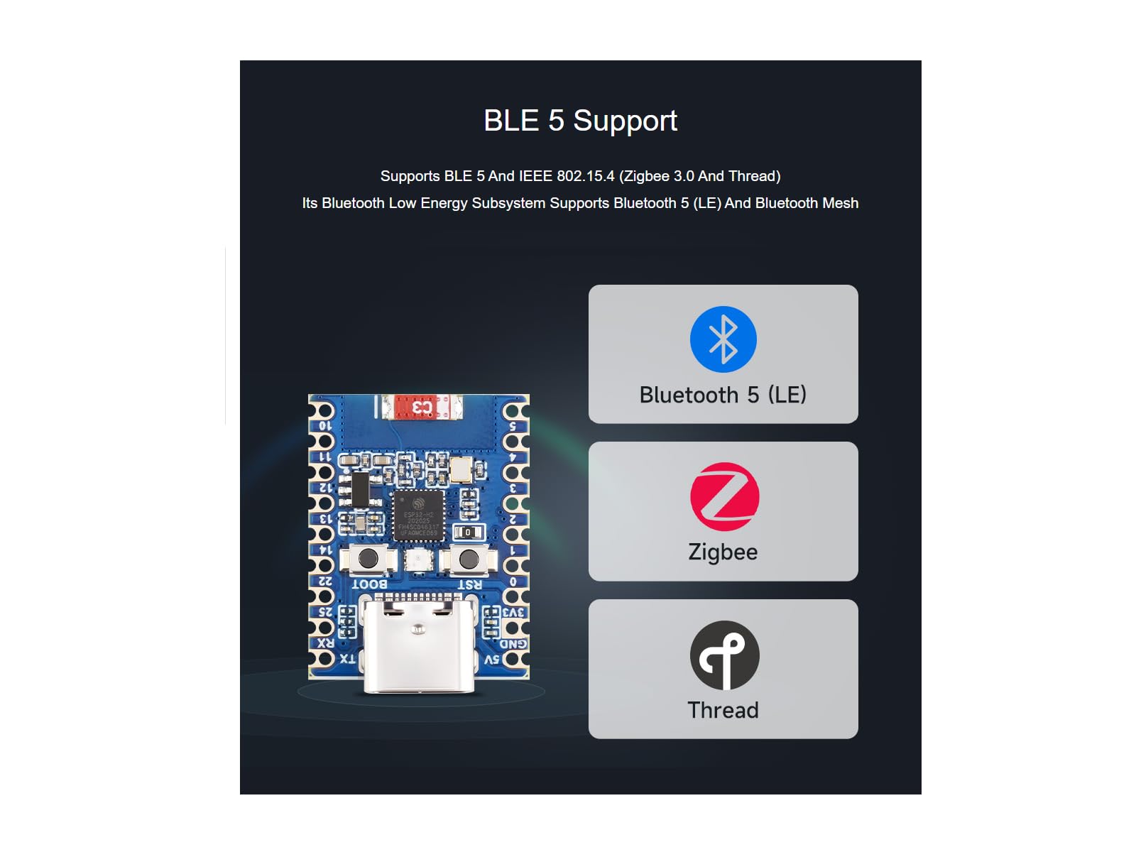 waveshare-esp32-h2-mini-entwicklungsboard-mit-esp32-h2fh4s-ble-zigbee-thread image 5