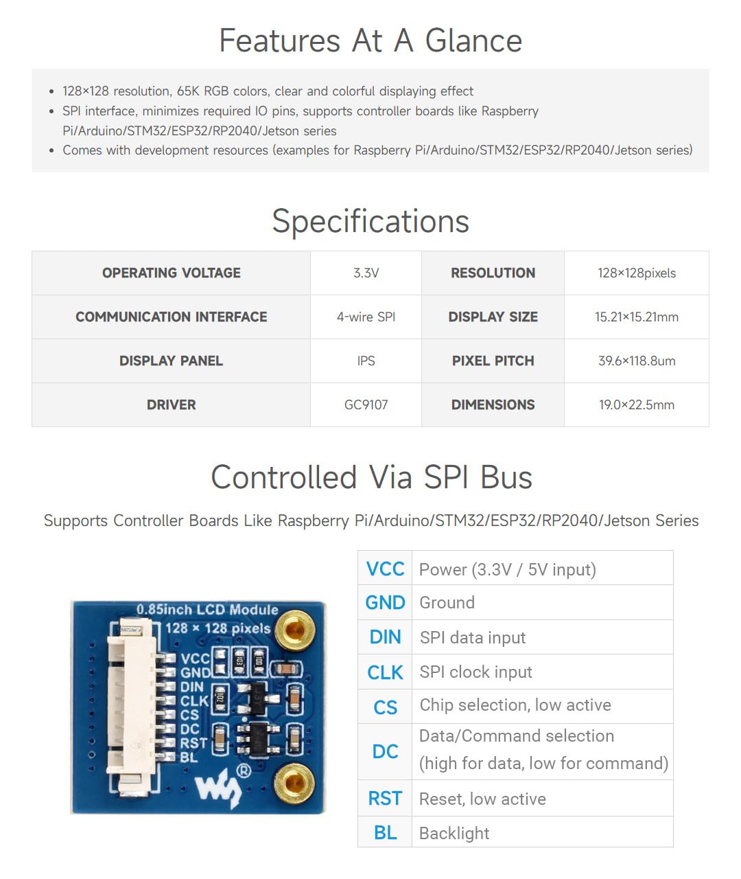 waveshare-0-85-zoll-lcd-display-modul-ips-128x128-spi-65k-farben-f-r-raspberry-p image 4