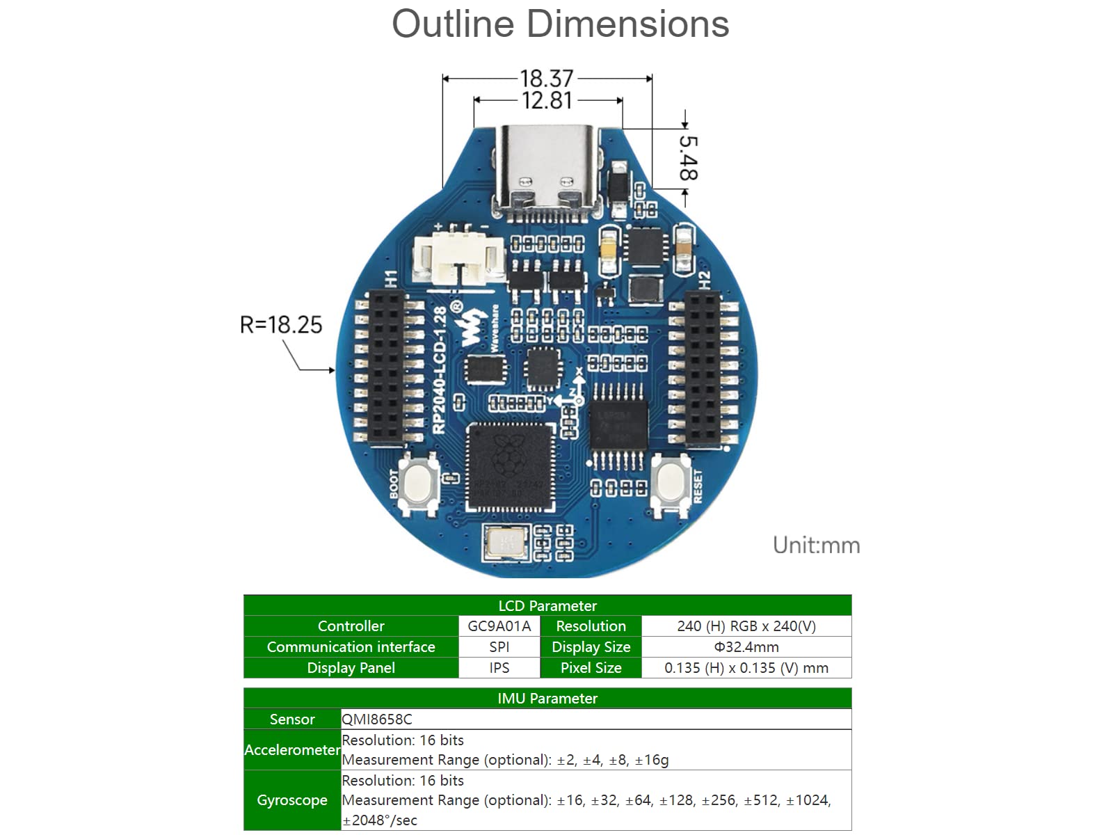 waveshare-rp2040-mcu-board-mit-1-28-zoll-rundem-lcd-240x240-ips-beschleunigungss image 8