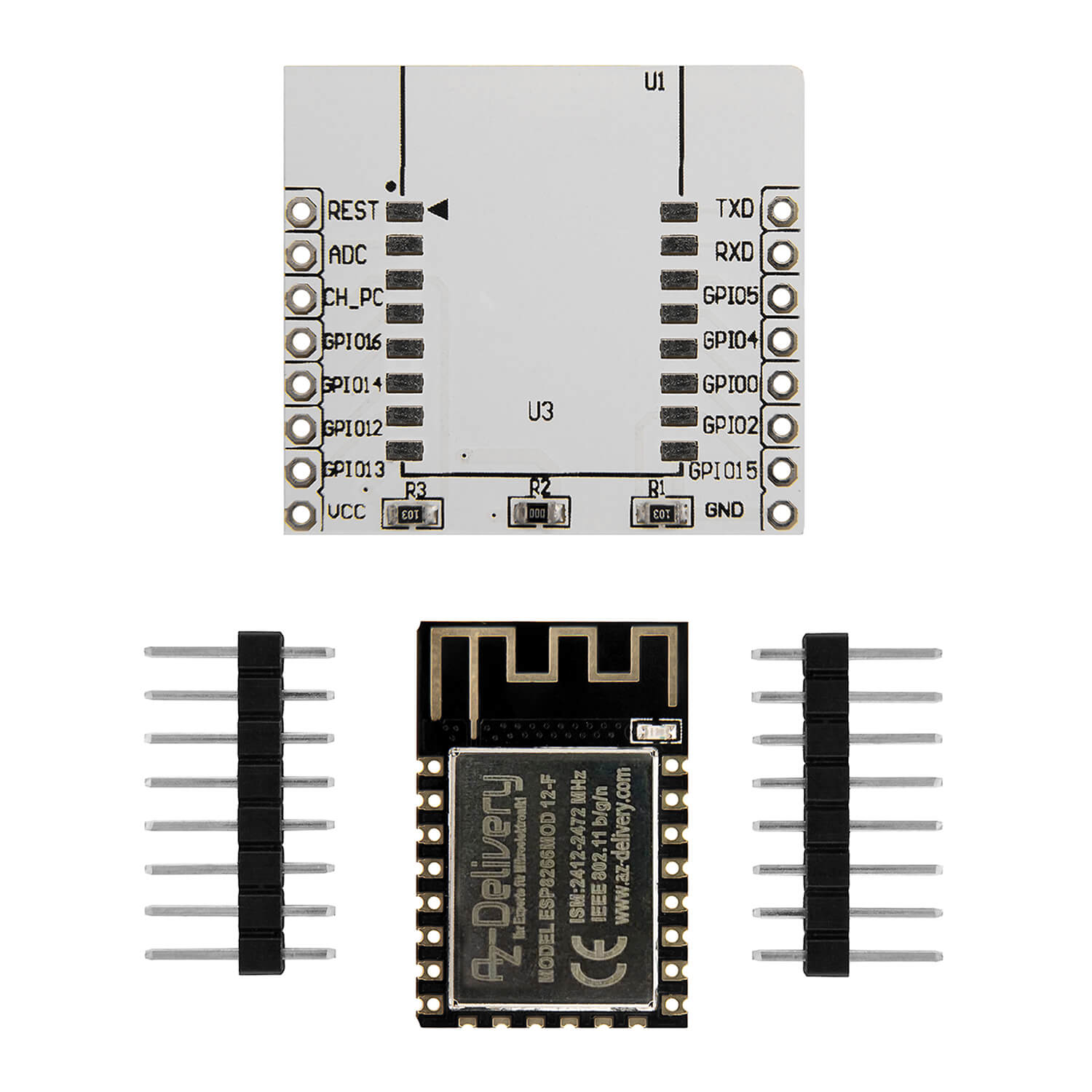 az-delivery-esp8266-esp-12f-wlan-wifi-modul-verbesserte-version-mit-adapter-boar image 2