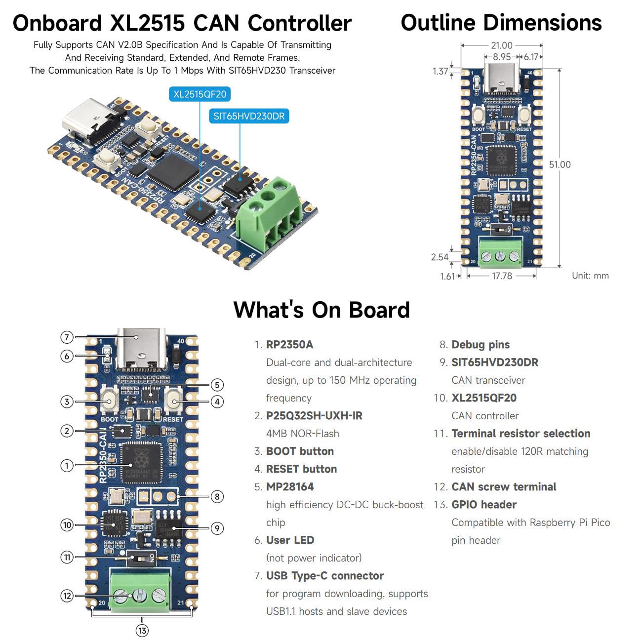 waveshare-rp2350-can-entwicklungsboard-mit-xl2515-can-controller image 7
