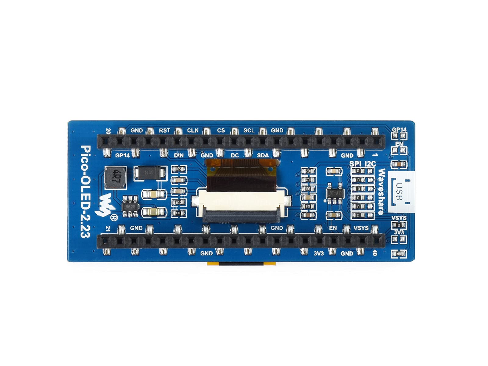 waveshare-2-23-zoll-oled-displaymodul-128x32-spi-i2c-f-r-raspberry-pi-pico image 2