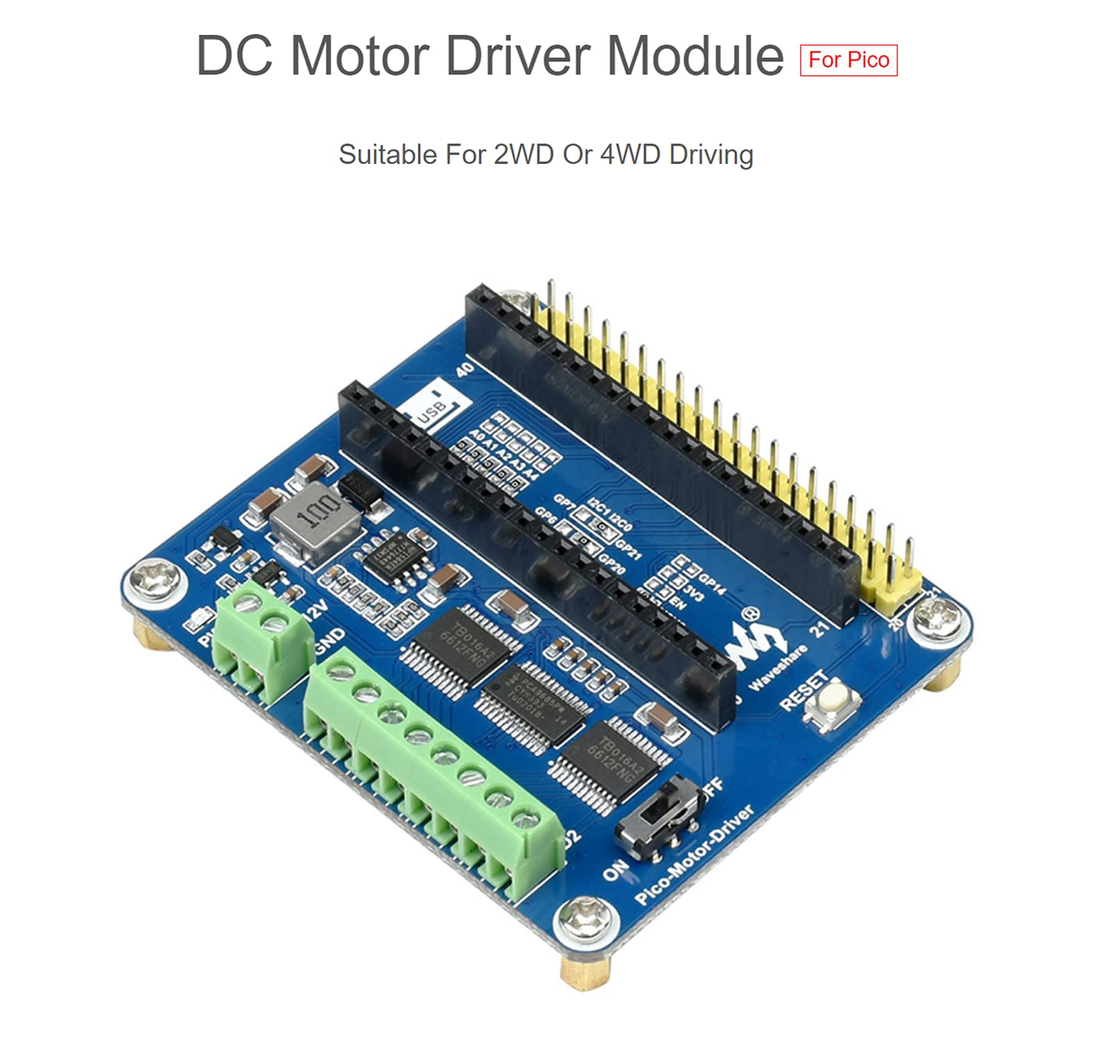 waveshare-dc-motortreiber-modul-f-r-raspberry-pi-pico-4x-dc-motor-pca9685-pwm-tb image 3