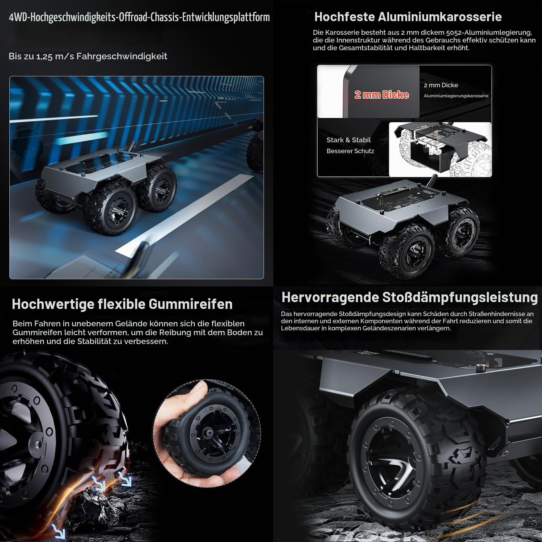 waveshare-wave-rover-4wd-roboter-chassis-full-metal-mit-esp32-ups-und-oled image 4