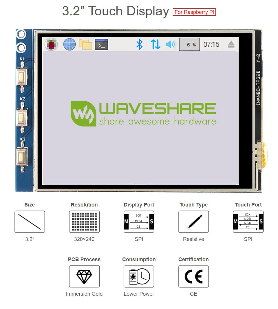 waveshare-3-2-zoll-tft-touch-lcd-a-display-320x240-f-r-raspberry-pi image 2