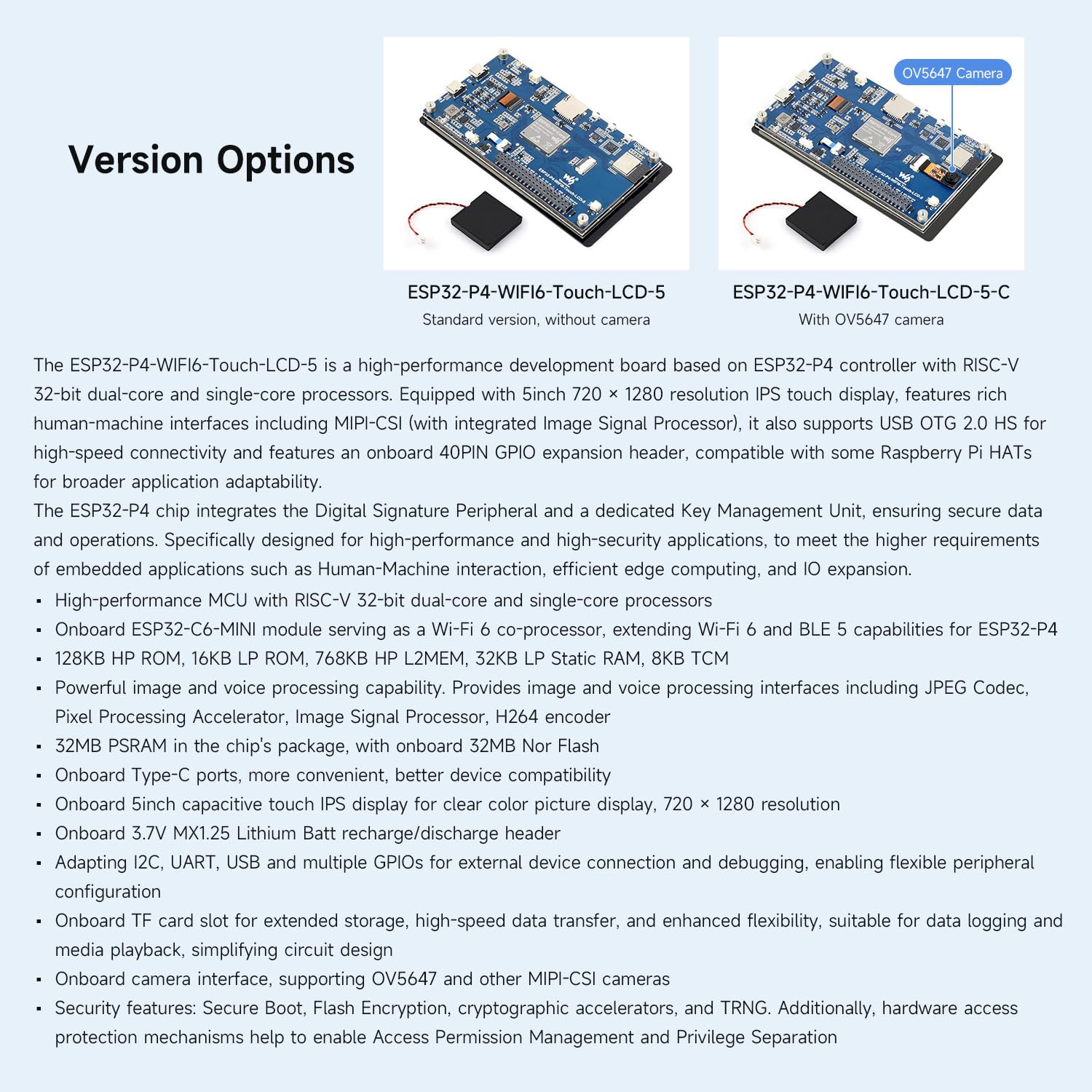 waveshare-esp32-p4-wifi6-5-zoll-touch-lcd-entwicklungsboard-720x1280-mit-ov5647- image 4