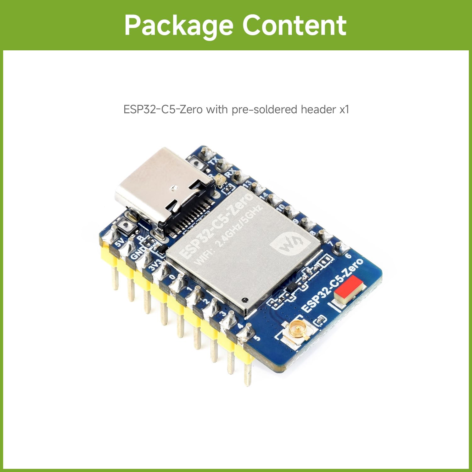 waveshare-esp32-c5-mini-entwicklungsboard-zero-m-mit-header-dual-band-wi-fi-6-bt image 2