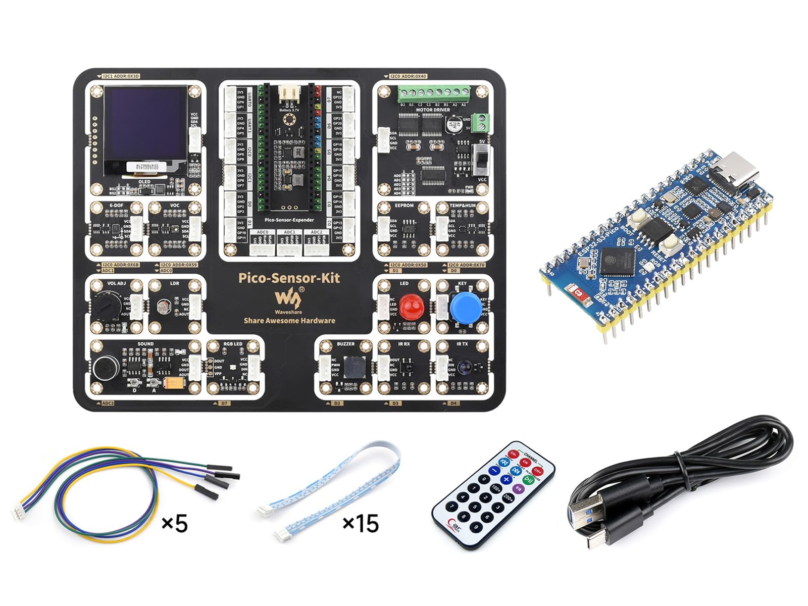 waveshare-esp32-s3-pico-sensor-kit-b-entwicklungskit-mit-esp32-s3-pico-m-und-sen image 1