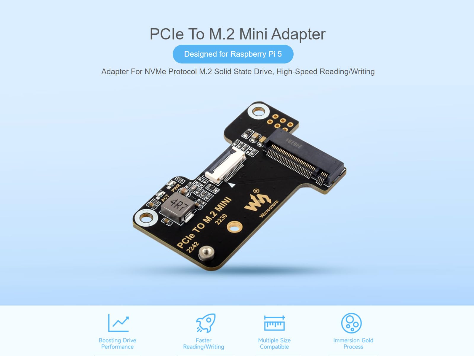 waveshare-pcie-zu-m-2-nvme-hat-mini-adapter-f-r-raspberry-pi-5 image 2