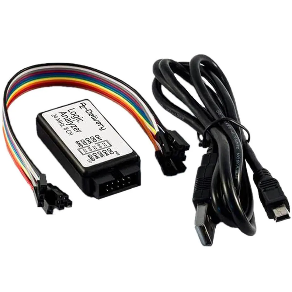 az-delivery-logic-analyzer-8-ch-24mhz-mit-usb-kabel-f-r-arduino-i2c-spi-uart-ana image 1